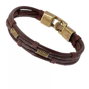 Mens Vintage Leather Wrist Band Brown Rope Bracelet Bangle Braided Cuff