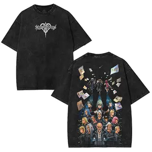 Kingdom Hearts 2 sided Washed T-shirt, Cotton Unisex graphic 90s Top Casual Tshirt shirts men grass jacket Menswear Streetwear Fabric Hoodie