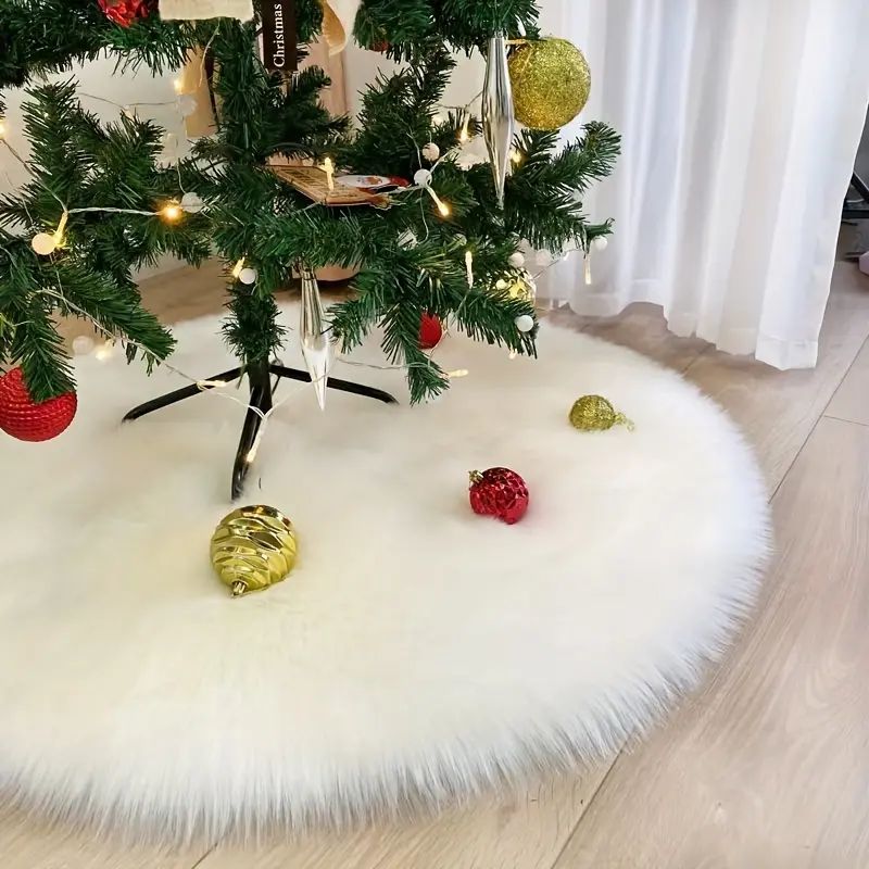 1pc Christmas Imitation Wool Christmas Tree Cluster Rug—Soft & Comfortable, Multi-Scene Use, Playful Decor