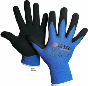 12 Pair Diesel BLUE Safety Gloves Sandy foam Coated for Grip