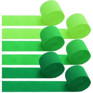 6 Rolls Green Crepe Paper Streamers for St. Patrick's Day Party Decorations-82ft Long and 1.8in Wide