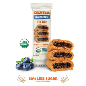 Olyra Blueberry Fig Bars - 4 Box Case - 20 Bars, Organic Fig Bars with Real Fruit, Low Sugar, Vegan Snacks