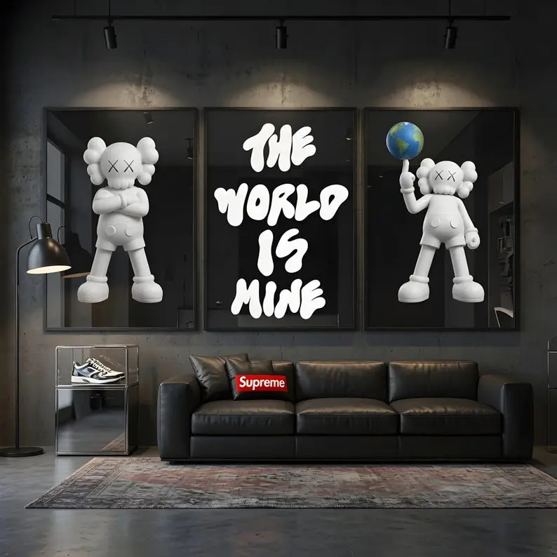 Kaws Wall Art Poster Print Unframed Set of 3 | Hypebeast Room Decoration | Kaws Figures Prints | Trendy Streetwear Art | Artful Statement Poster