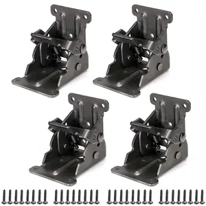 4-Pack Folding Brackets, Lock Extension Hinge, Foldable Leg Brackets Hardware for Table, Workbench, Platform