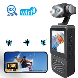 Pocket Camera 1080P HD Portable Digital Video Fitness Enthusiast Recorder Body Cam Infrared Night Vision Bike Camcorder Sports DV Camera,8x Zoom,180° rotating lens,POV camera,Vlog Camera