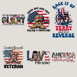 6PCS/set Memorial Day  Iron On Transfers -For Making T-Shirts,Bags,Hoodie,Throw pillow,Canvas Bag And Fabric Decorations,Washable And Durable Heat Transfer Stickers,
