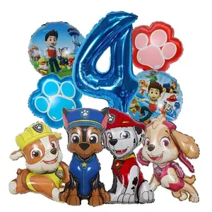 9pcs Cartoon Paw Patrol Theme Foil Balloon Number Balloon Childrens Birthday Party Decoration Baby Gift Party Chase Skye Balloon