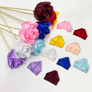 100Pcs Ribbon Petals Set, Premade Ribbons Petals for Rose Flowers, For HandCrafters Making Eternal Bouquets, Perfect for Valentine's Day Wedding Birthday Party Decorations, Artificial Silk Flowers