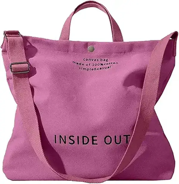 RIVERICH INSIDE OUT Canvas Tote Bag, Durable Multifunctional Shoulder Bag, Large Capacity Crossbody Bags Women, Casual Everyday Work School Travel Handbag, Cotton Canvas Bag with Adjustable Strap Simple Casual Style Solid Color Bag