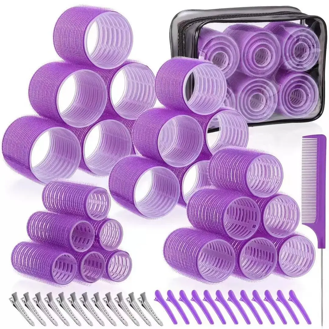 Fashion Hair Curling Tool Set, Styling Hair Tools, 50-Piece Kit with Large Medium Small Heatless Hair Rollers, Heatless Curlers, Duckbill Clips, Styling Comb, Storage Bag, Ideal for Long Short Hair