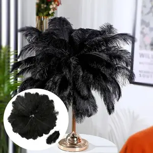 30pcs Artificial Feathers- Faux Ostrich Plumes, 5.91-7.87 inch, for Party Centerpieces, Home Decor& DIY Projects Wedding Black