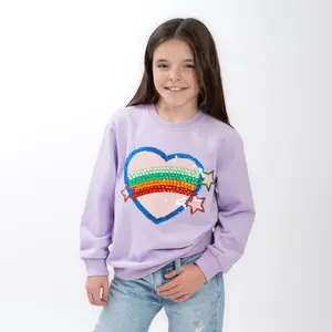 Tweenstyle by Stoopher - Hearts & Stars Crystal Patch Crewneck Sweatshirt