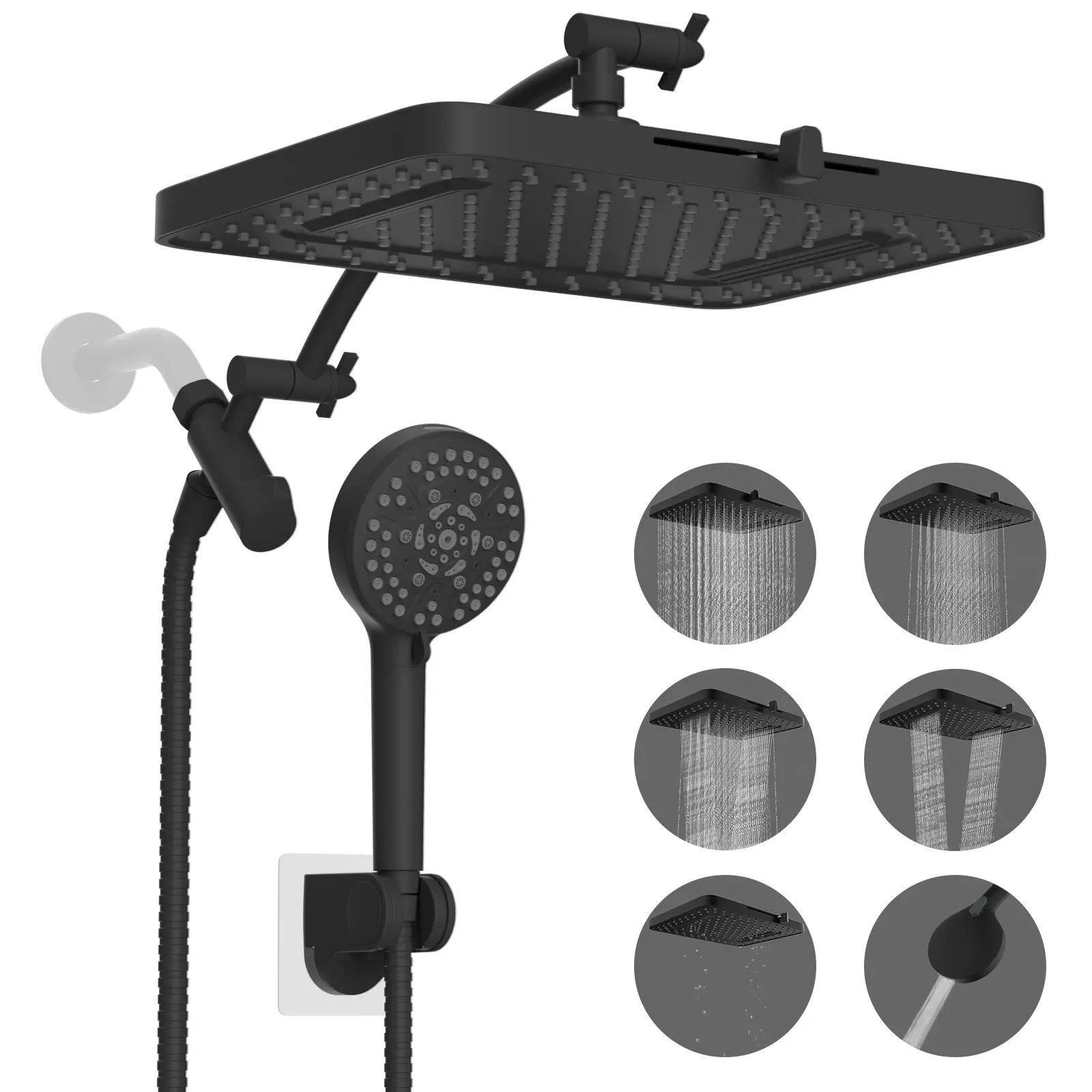 Matte Black - 5-spray 13'' Shower Head 