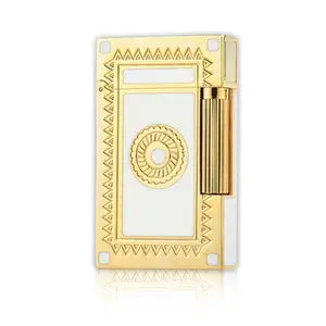 S.T Dupont Ligne 2 2 White Flame Lighter with Luxurious Gold Border Solid Stainless Steel Alloy Lacquer Black Paint Hong Kong Made