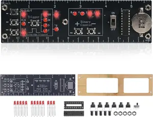 DIY Digital Logic Circuit Ruler Soldering Kit, Binary Counter (0-15) & Flip-Flop Circuits with Interactive LEDs, STEM Electronics Soldering Practice Kit for Students & Beginners