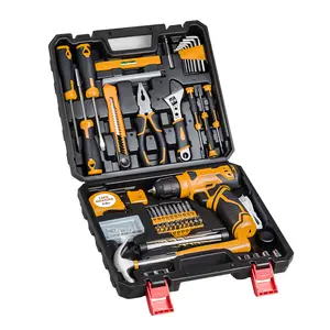 Tool Set - Tool Kit with 8V Cordless Drill , 132-Piece Home Tool Set for Men & Women, Perfect for Diyer and Handymen -Yellow