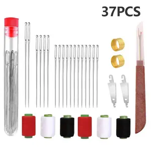 37Pcs Sewing Tool Set,Steel Needles for Hand Sewing,Big Eye Steel Sewing Needles Kit,Long & Thin Handmade Quilting & Sewing Needles Kit for DIY Sewing sewing  needles embroidery  needle Sewing Thread and Needle Set hole punch