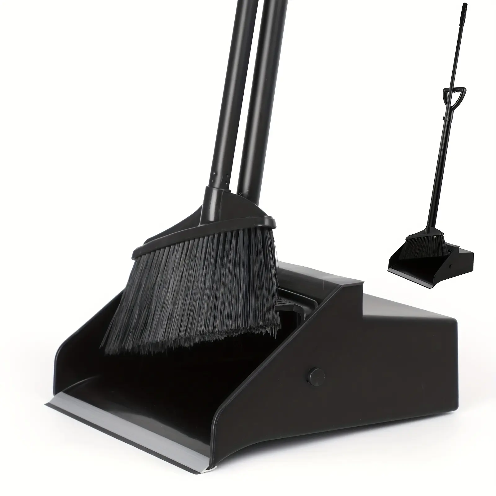 New 1set Supreme SB Broom and Dustpan Combo Set - Perfect for Multi-Surface Sweeping Extra-Large and Sturdy Broom Head Long-Handled Dust Pan Stand-Up Design - Essential Cleaning Supplies for a Tidy Space Reliable Cleaning Tool for  Mainten Plastic Bristle