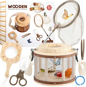 GAGAKU Kids Bug Catching Kit with Backpack - 8 in 1 Outdoor Explorer Set with Net, Wooden Box & Magnifying Glass, STEM Science Educational Toys Gifts for Boys Girls Ages 4-12