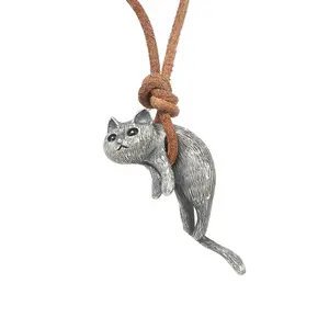 Cute Collarbone Necklace Handmade Cat Pendant Necklace Lovely Gift