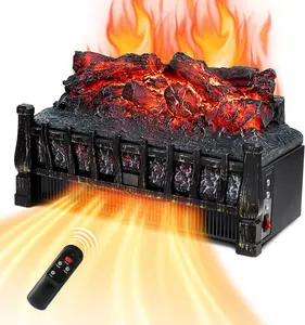 Black Insert Electric Fireplace log One Heat Settings with Flame and Remote Control