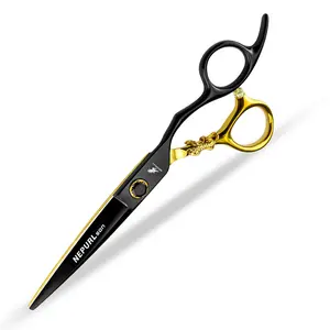 6.0 Inch Gold Bearing Haircutting Scissors, 9cr Stainless Steel, Ergonomic Right-Hand Design, Unisex, Home Use, Fine-Tooth Comb, Haircare