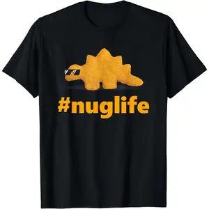Men's Casual Short-Sleeve T-Shirt, Comfortable Fit, Dino Chicken Nugget "Nug Life" Graphic Print