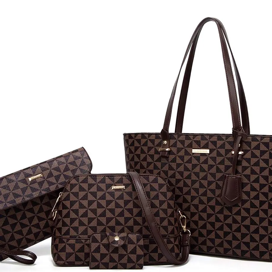 New 4 Piece Brown and Black Purse SET
