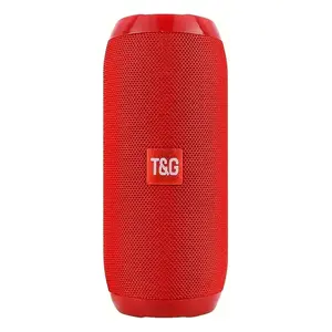 T&G Tg-117-Red Portable Bluetooth Speaker with Deep Bass Powerful Subwoofer IPX4 Waterproof Outdoor Wireless FM Radio AUX Input Stereo Streaming for Smartphones Audio Connection Resistant
