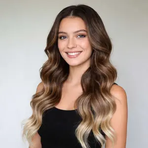 Wigscene 28 Inch Long Brown Ombre Blonde 13x3 Lace Front Synthetic Wig for Women Natural Look Wavy Curly  Low Density 130% Heat Friendly Daily Use Wig Lace Front Wigs