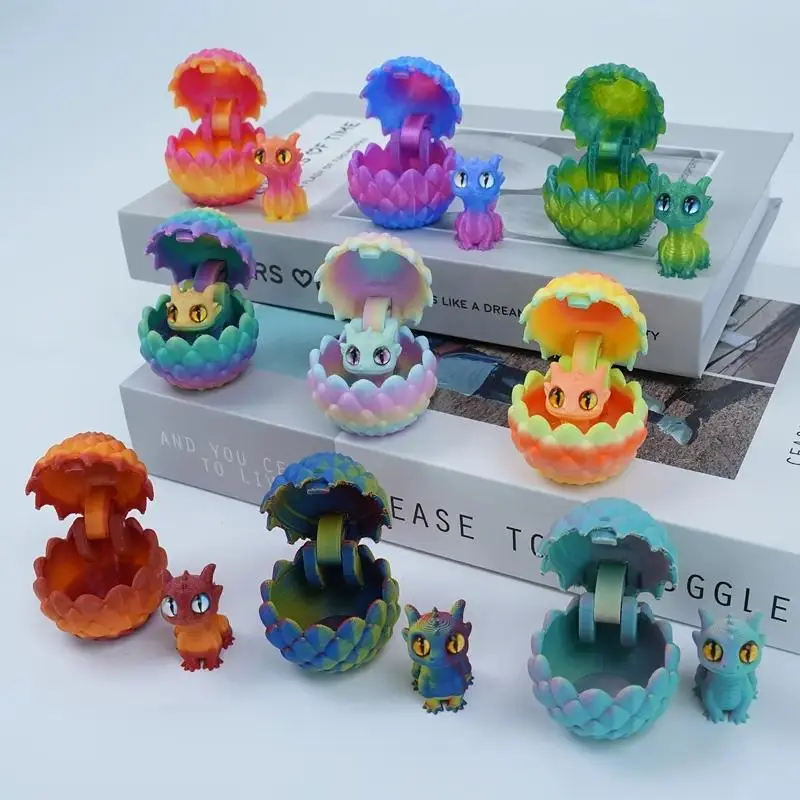 3D-Printed Dragon Egg Set - 1 Egg & 1 Random Color Mini Dragon, Cute Collectibles Mini Figurines, Home Decoration Ornaments for Easter Table Accent