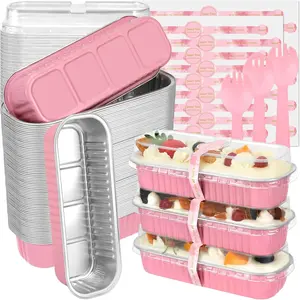 Mini Loaf Pans with  and Spoons (100 Pack, , 6.8oz) Rectangular  Foil Baking Pans