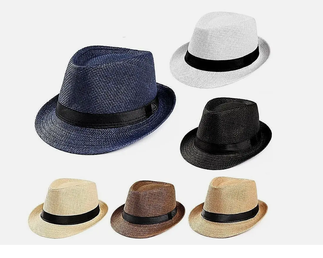 Unisex Lightweight Sun Fedora - Summer Short-Brim Trilby Cuban Panama Hat with Floral Design, Available in Navy, White, Black, Beige, Brown (Party Hats & Accessories), Lightweight Sun Hat, Fedora Hats