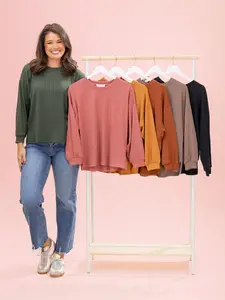 Wide Rib Long Sleeve Top by DD Design | S-3XL