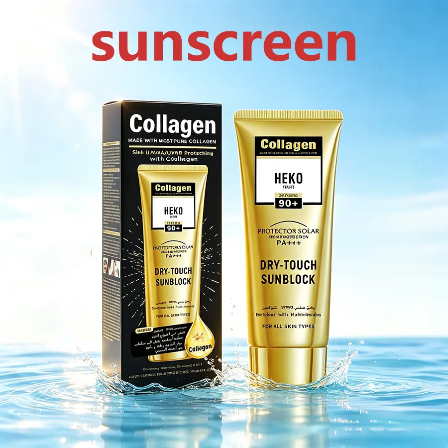HEKO BEAUTY Collagen Body Sunscreen Lotion SPF90+, Waterproof Dry-Touch Liquid for UV Damage Prevention, Daily Skin Repair, Body Care, Anti-Ultraviolet Body Sunscreen
