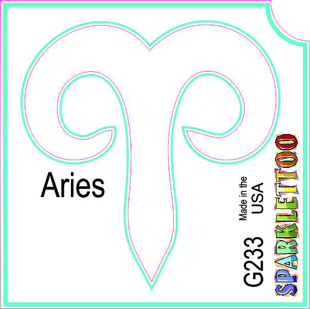 212 MAIN Ruby Red Glitter Print Tattoo Stencil - G233-2, 1.5x2.3x2.3 in, 2-ply paper Aries Zodiac Design, FDA Safe Men's Costume Accessory, Pack of 100