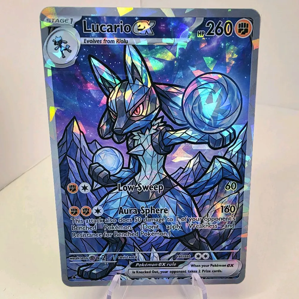 Stained Glass Lucario EX Full Art - Custom Shattered Glass Holo - Card