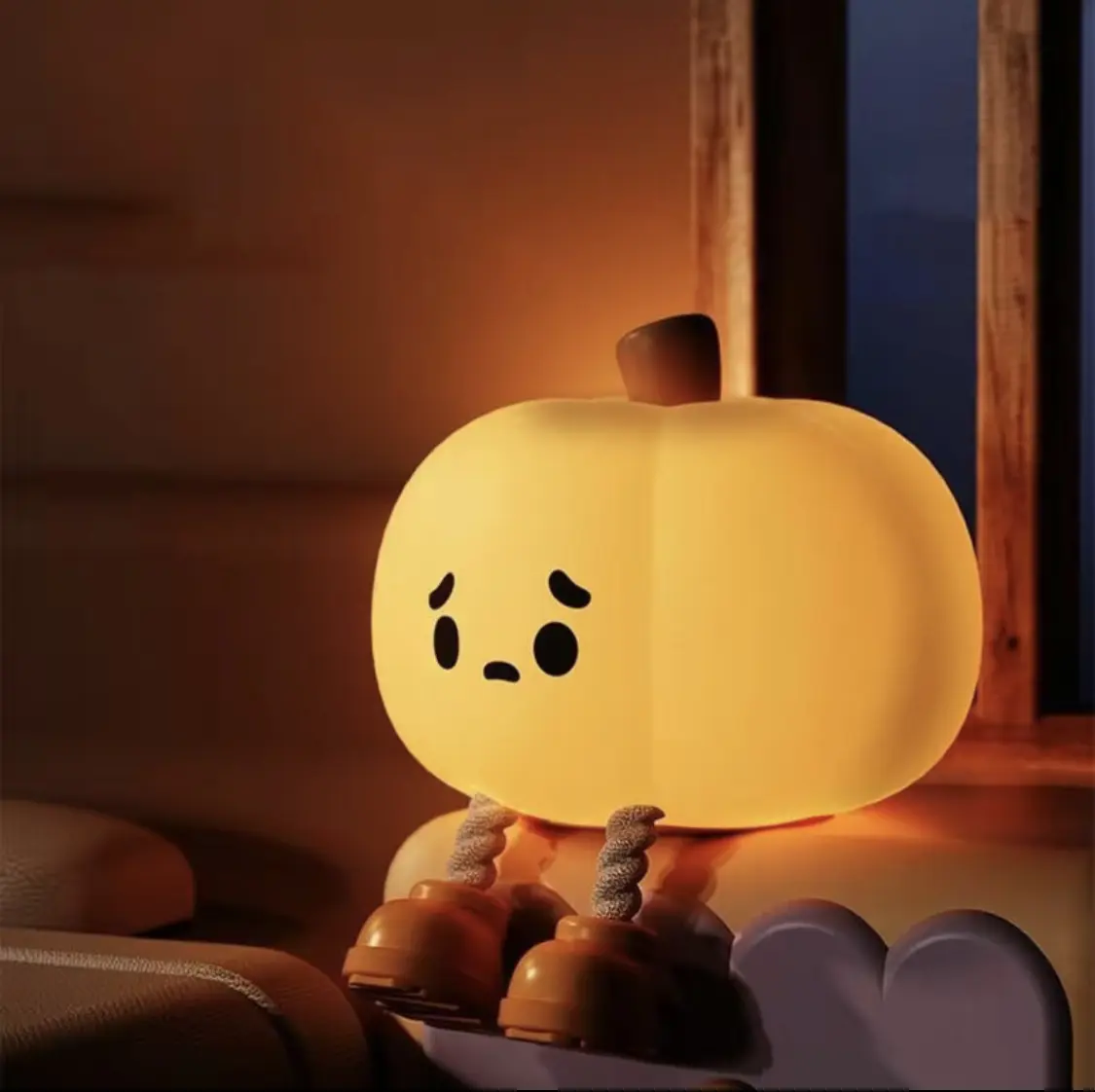 Pumpkin Night Light, Cute LED Lamp,Silicone Dimmable Nursery Nightlight forKids, Silicone Rechargeable Bedside TouchLamp, Funny Office Desk and HalloweenDecor for Woman and Kids