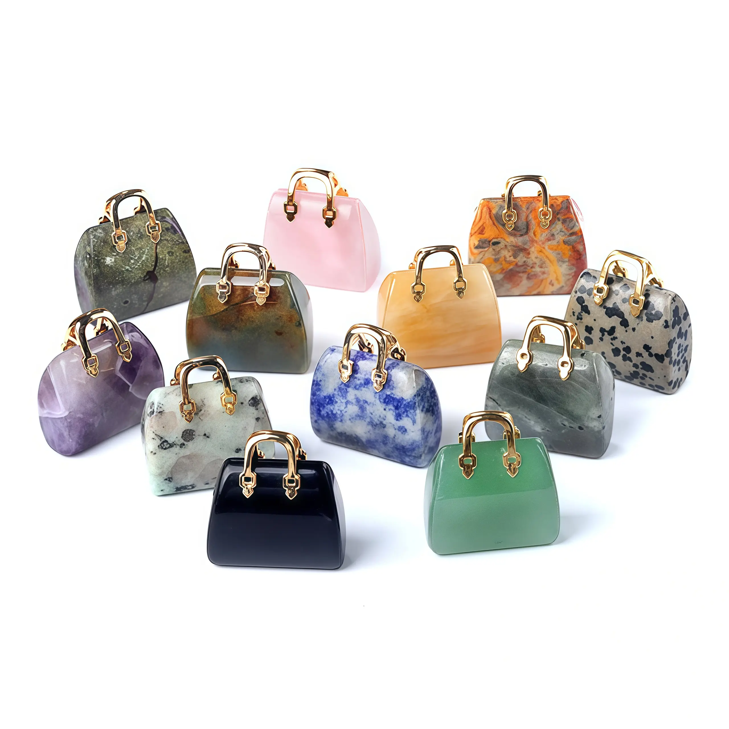 Handmade Natural Crystal Charm Keychains - Mini Amethyst, Rose Quartz, Orange Calcite, Giant Carnelian Purse-Bag Pendants, Y2K Boho Chic Jewelry, Auspicious Spiritual Positive Energy Gift for Teen Girls