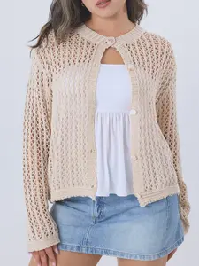 Klassy Crochet Cardigan - Comfortable Fit, Versatile Design, Ideal for Layering, Lightweight Fabric