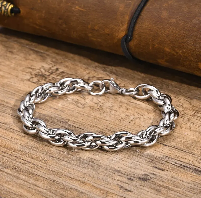 Men's 7*MM Quality Stainless Steel Chunky Rope Link Chain Bracelet
