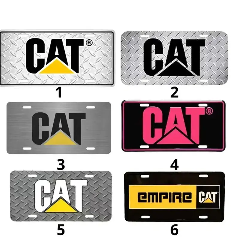 [Construction Equipment Style] CAT Caterpillar License Plate, 6x12 Aluminum Diamond Vanity Tag for Cars Trucks, Heavy Equipment Vehicle Decor, Construction Worker Front Plate, Gift for Operators