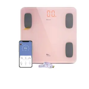 himaly Body Fat Scale Smart BMI Scale Digital Bathroom Wireless Weight Scale Body Composition Analyzer with Smartphone App sync with Bluetooth 180KG/400 lbs-Pink