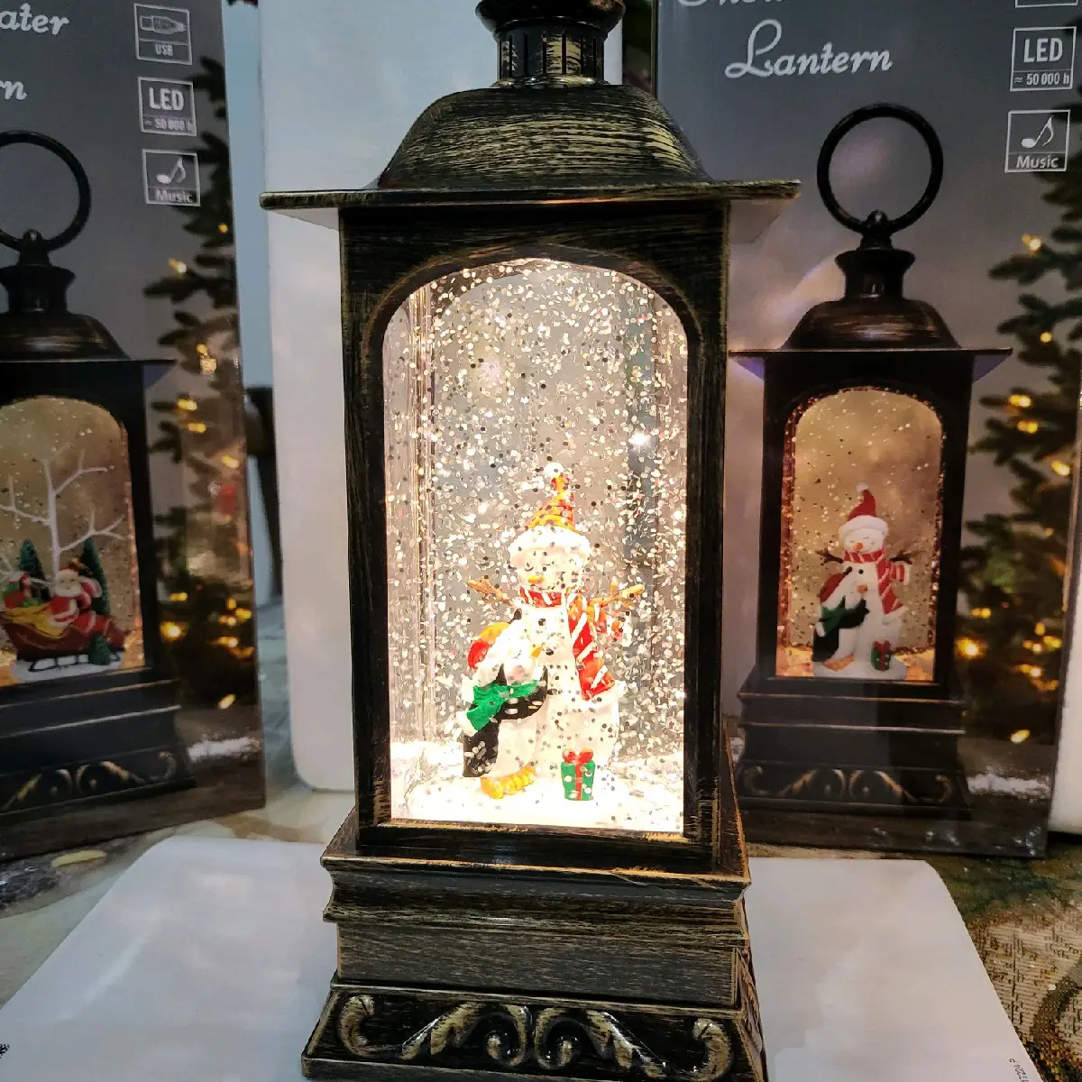 Christmas Musical Snowman Lantern. Holidays Children. Ornaments Decoration Decor
