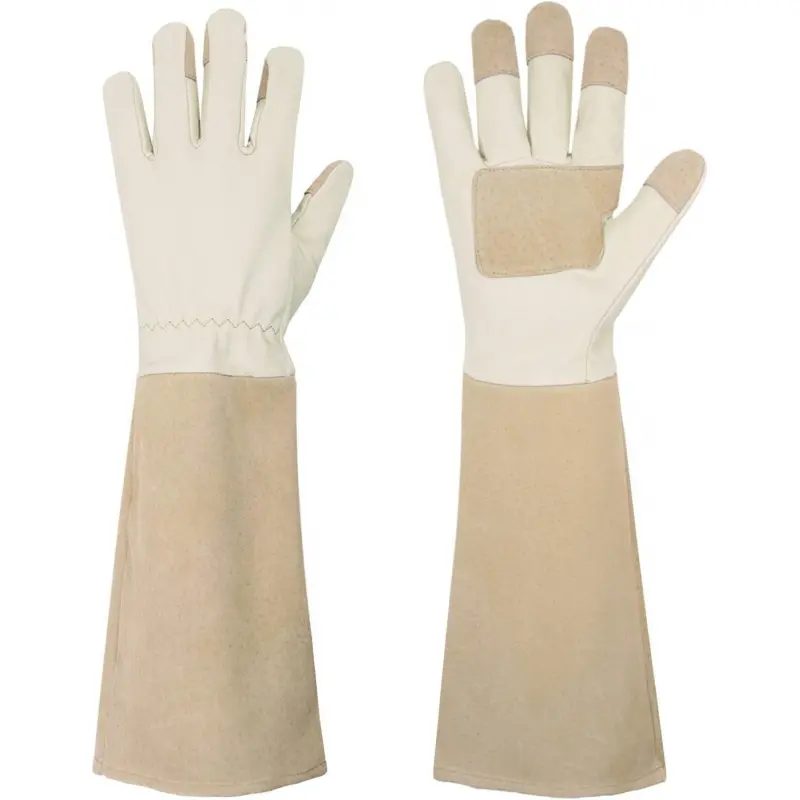 Pigskin Leather Gardening Gloves - 1 Pair Elbow-Length Sleeve, Forearm Protection, Thorn-Proof, Breathable, Extra Palm Padding, Elastic Wrist Cuff, Ideal for Yard Work, Pruning, Plumbing, Home & Party Gift for Gardeners