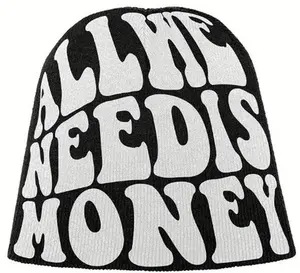 MONEY COLLECTION-ALL WE NEED IS MONEY BEANIE-UNISEX HAT-BLACK/PURPLE/RED/WHITE GRAFFITI-WOKE CLOTHING-FINANCE GIRLY-CORPORATE GIRLY-ENTREPRENEUR-RICH MINDSET-WINTER FASHION-FASHION ACCESSORY