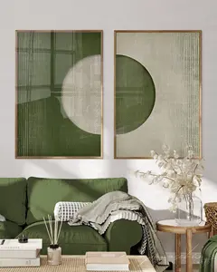 Dark Tropical Green Abstract Printable Wall Art, 2 Set Olive Green