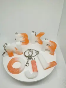 Glossy Alphabet Letter Keychain - White Pearl & Pink Resin Epoxy Handmade Keychain - Durable Eye-Catching Accessory for Keys