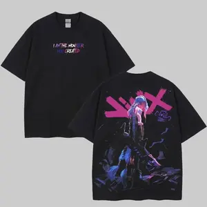 Arcane Jinx Graphic T-Shirt - League of Legends Anime Streetwear Tee - Premium Gildan Heavy Cotton - I Am The Monster You Created - Gaming Fan Gift Punk Aesthetic Oversized Shirt