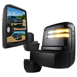 2020-2025 Chevrolet Silverado/GMC Sierra 2500HD/3500HD Power Adjustable, Heated, & Manual Extendable Black Towing Mirrors w/ Clear Lens LED Turn Signal & Clearance Lights